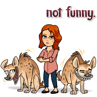 image of hyenas saying "not funny"